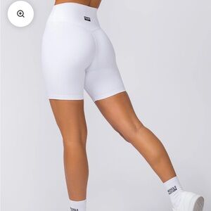 Muscle Nation Zero Rise Rib Bike Shorts - white size small